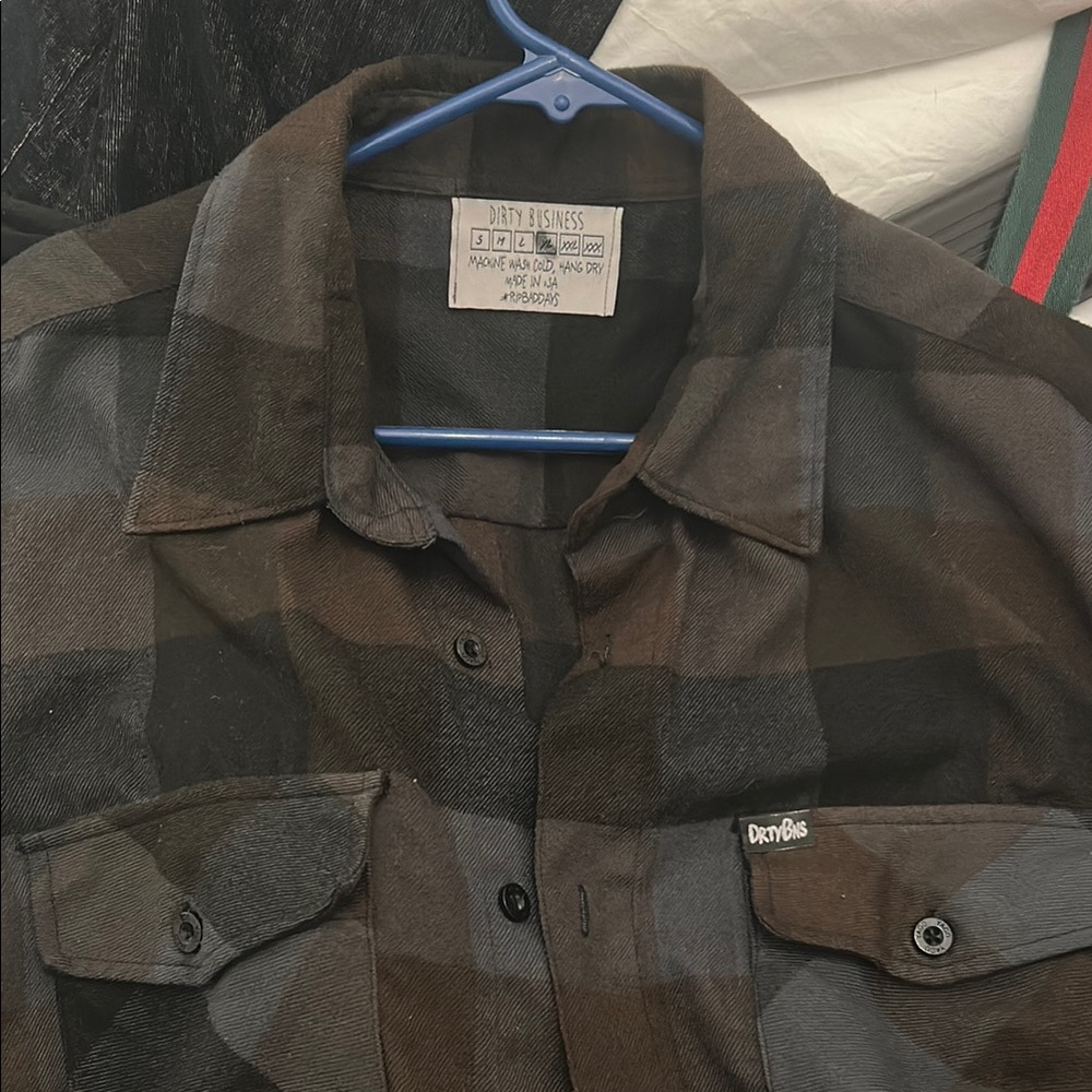 Black and Brown Casual Button Down Shirt with Relaxed Fit